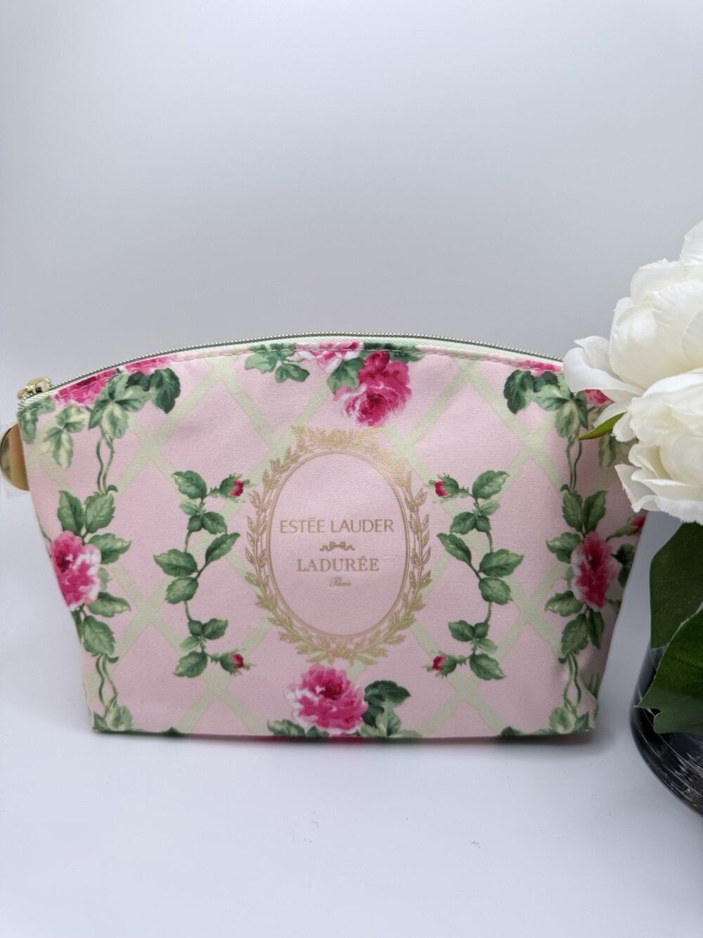 Estee Lauder Makeup Cosmetic Bag Pink Floral Zip Top Spring 2025 Limited Edition